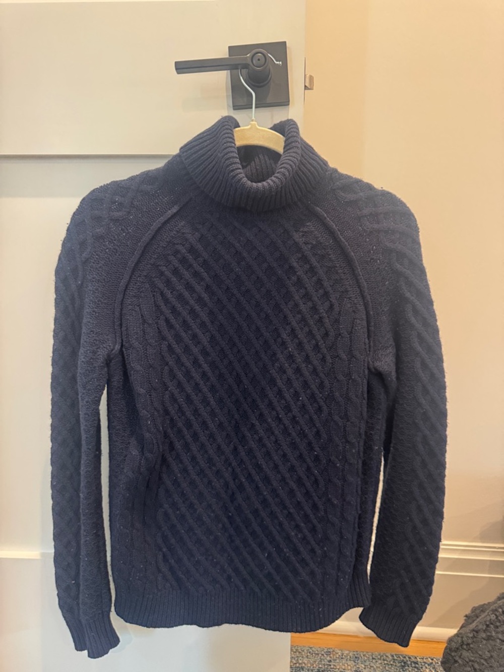 Vince Dark Navy Cable Knit Turtleneck Sweater